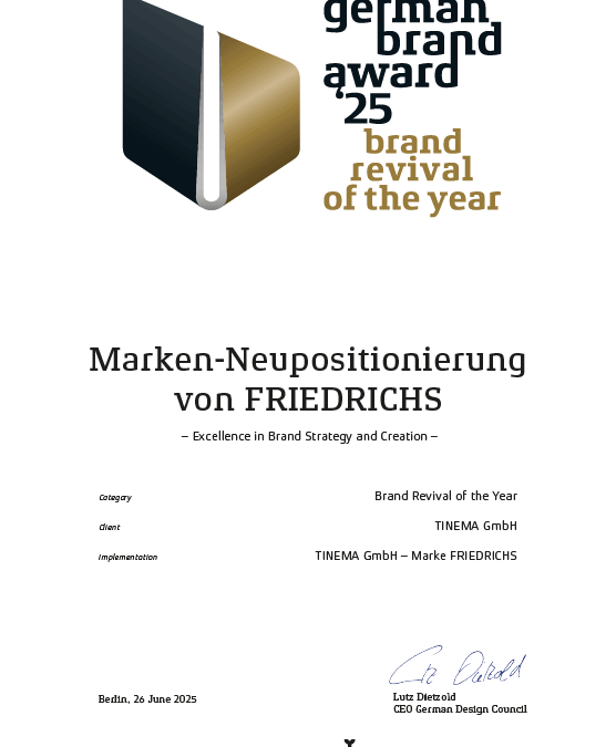 FRIEDRICHS als „Brand Revival of the Year 2025“ ausgezeichnet